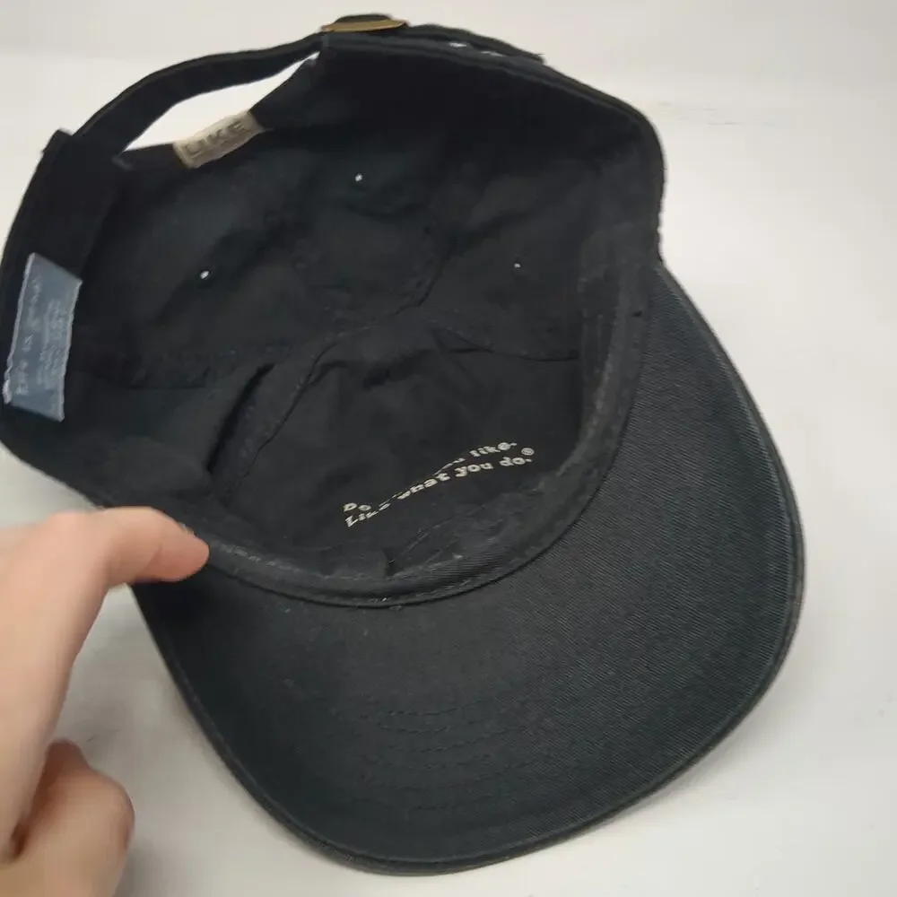 Life is good Baseball Cap Black One Size Hat Embroidered Daisy Slideback Pink